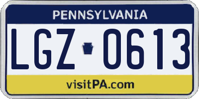 PA license plate LGZ0613