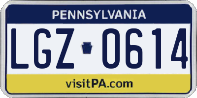 PA license plate LGZ0614