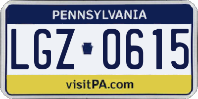 PA license plate LGZ0615