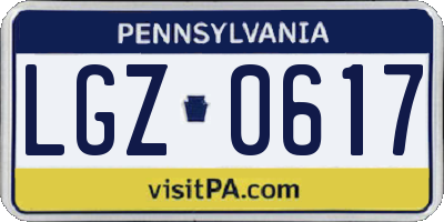 PA license plate LGZ0617