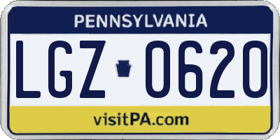 PA license plate LGZ0620