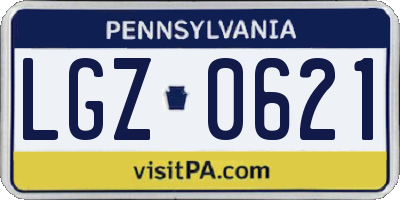 PA license plate LGZ0621