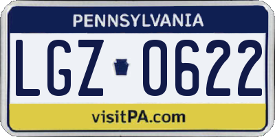PA license plate LGZ0622
