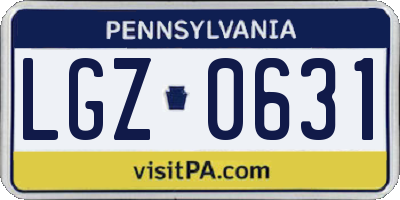 PA license plate LGZ0631