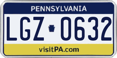 PA license plate LGZ0632