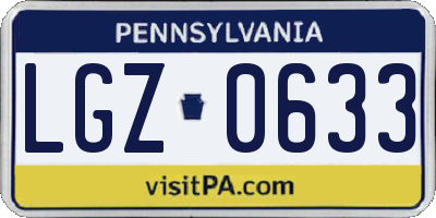 PA license plate LGZ0633