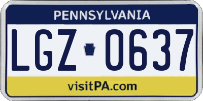 PA license plate LGZ0637