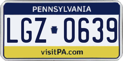 PA license plate LGZ0639