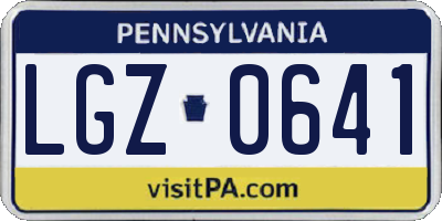 PA license plate LGZ0641