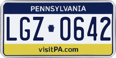 PA license plate LGZ0642