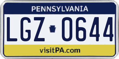 PA license plate LGZ0644
