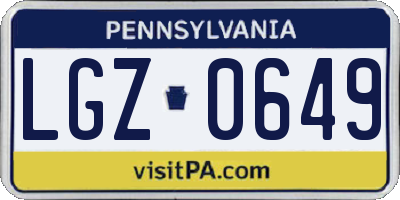PA license plate LGZ0649