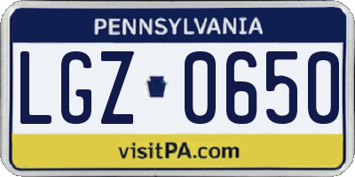 PA license plate LGZ0650