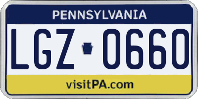 PA license plate LGZ0660