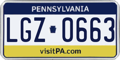 PA license plate LGZ0663