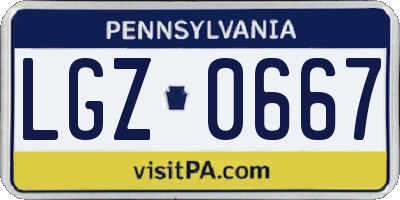PA license plate LGZ0667
