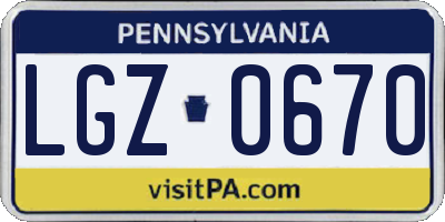 PA license plate LGZ0670