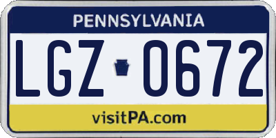 PA license plate LGZ0672