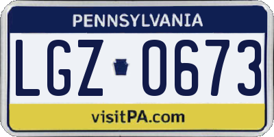 PA license plate LGZ0673