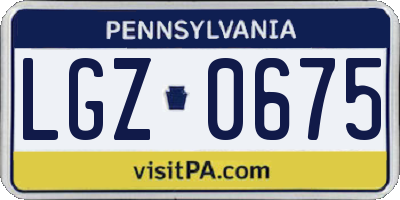 PA license plate LGZ0675