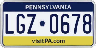PA license plate LGZ0678