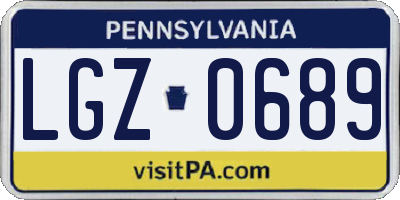 PA license plate LGZ0689