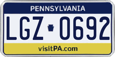 PA license plate LGZ0692