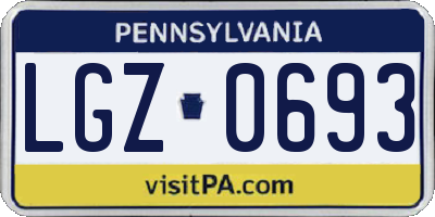 PA license plate LGZ0693