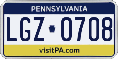PA license plate LGZ0708
