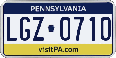 PA license plate LGZ0710