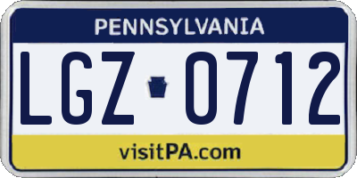 PA license plate LGZ0712