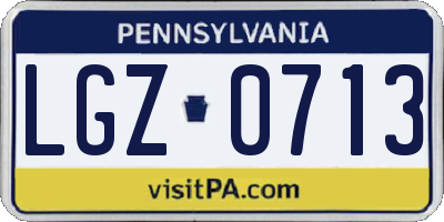 PA license plate LGZ0713