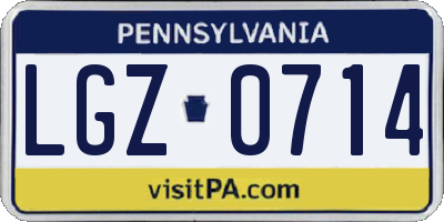 PA license plate LGZ0714