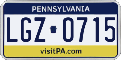 PA license plate LGZ0715