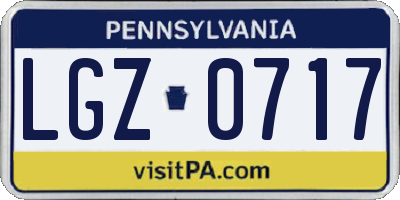 PA license plate LGZ0717