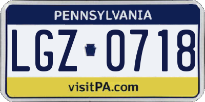PA license plate LGZ0718