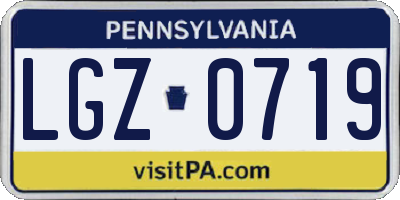 PA license plate LGZ0719