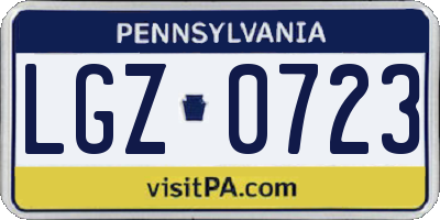 PA license plate LGZ0723