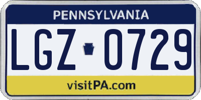 PA license plate LGZ0729