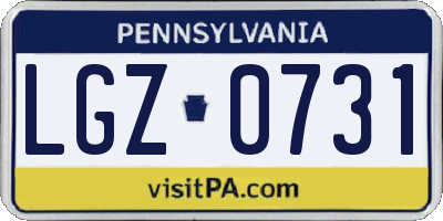 PA license plate LGZ0731