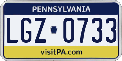 PA license plate LGZ0733