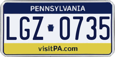 PA license plate LGZ0735