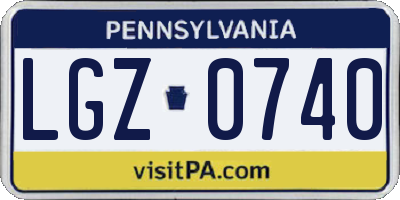 PA license plate LGZ0740