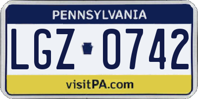 PA license plate LGZ0742