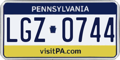 PA license plate LGZ0744