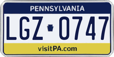 PA license plate LGZ0747
