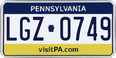 PA license plate LGZ0749