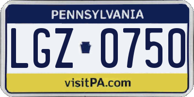 PA license plate LGZ0750