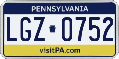 PA license plate LGZ0752