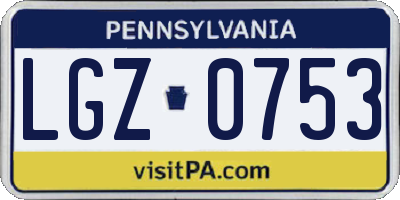 PA license plate LGZ0753